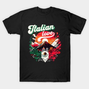 Italian Love Vesuvius Vulcano Design T-Shirt